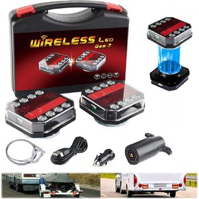 Upgraded Wireless Trailer Lights, Rechargeable LED Trailer Light for Towing Truck, Waterproof Tail Tow Lights Kit for RV Camper Boat Caravan, Portable Turn Signal Brake Running Stop (1) in Saudi Arabia