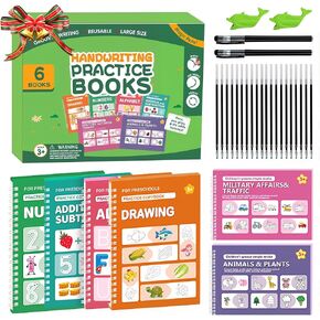 Magic Grooved Writing Practice for Kids,6Pack Reusable Large Handwriting Practice Books, Large Groove Workbooks, Handwriting Practice Copybook for Kids Ages 3-8-10 Preschool (Mix Color-6Pack) in Kuwait