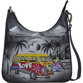 Anna by Anuschka Women's Genuine Leather Large Classic Hobo, Hand Painted Exterior in Saudi Arabia