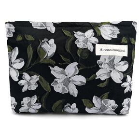 ZLFSRQ Makeup Bag Travel Cosmetic Bag for Purse Floral Zipper Makeup Pouch for Women Small Cute Flower Cosmetic Pouch Toiletry Bag Pencil Case Portable Organizer Canvas Aesthetic Gift (Tulip) in Kuwait