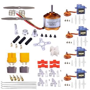 طقم طائرة RC DIY - محرك A2212 KV1000، أجهزة SG90، دعائم 10x5E، قابس XT60، أسلاك Z، حوامل المحرك، أجزاء الدفة وسدادات المؤازرة - مجموعة أجزاء RC ذات الأجنحة الثابتة ب in Kuwait