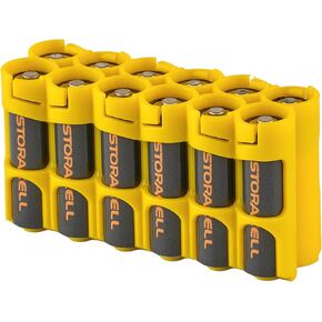 Storacell by Powerpax AA Battery Storage Container - Holds 12 Batteries, Yellow (Pack of 1) in Kuwait