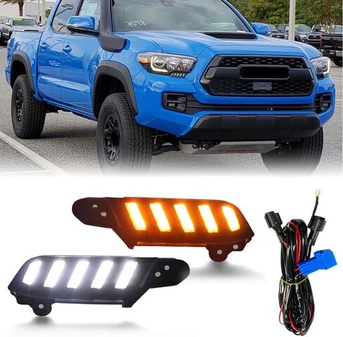 Generic 2x DRL لـ Tacoma 2016-2022 LED ضوء النهار الجري المصابيح الأمامية أضواء LED بيضاء وصفراء in Kuwait