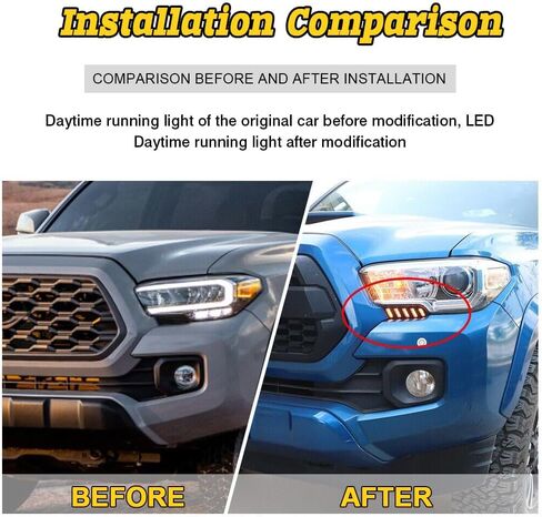 Generic 2x DRL لـ Tacoma 2016-2022 LED ضوء النهار الجري المصابيح الأمامية أضواء LED بيضاء وصفراء in Kuwait