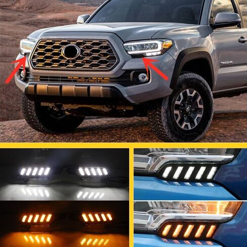 Generic 2x DRL لـ Tacoma 2016-2022 LED ضوء النهار الجري المصابيح الأمامية أضواء LED بيضاء وصفراء in Kuwait