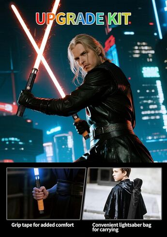 jvmusaber Lightsaber,Metal Hilt Force Fx Dueling Double Light Saber,Rechargeable 2-in-1 Real 15 Colors Length 40 inches,Suitable Toys for Adults and Kids,Christmas Day, Birthday Gifts, Black in Kuwait