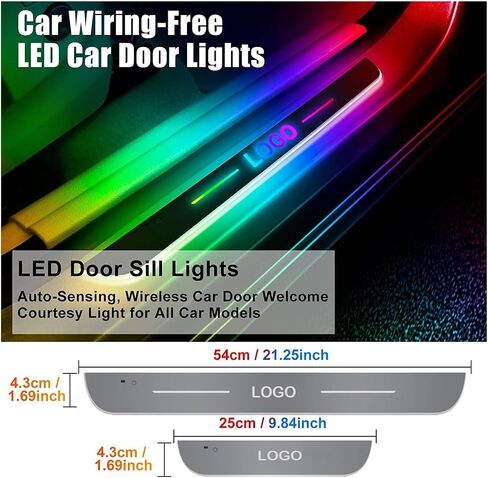 مصابيح عتبة باب السيارة LED، عتبة باب LED قابلة للتخصيص مع 7 ألوان إضاءة، مقاومة للماء IP67، أضواء عتبة السيارة LED ذات الاستشعار التلقائي لجميع موديلات السيارات (اللون: 2 أمامي + 2 خلفي) in Saudi Arabia