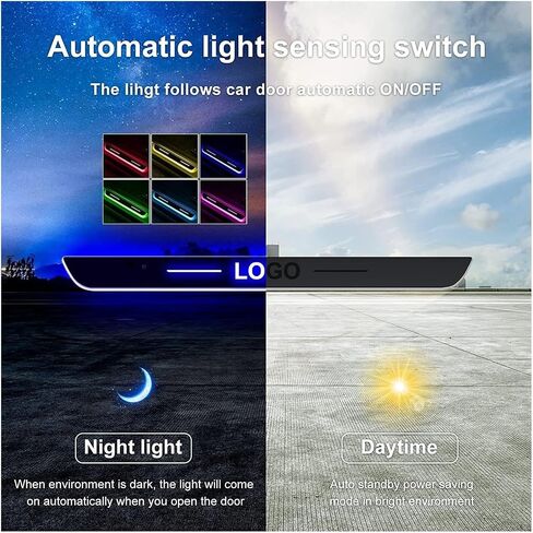 مصابيح عتبة باب السيارة LED، عتبة باب LED قابلة للتخصيص مع 7 ألوان إضاءة، مقاومة للماء IP67، أضواء عتبة السيارة LED ذات الاستشعار التلقائي لجميع موديلات السيارات (اللون: 2 أمامي + 2 خلفي) in Saudi Arabia