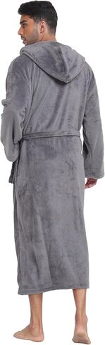 رداء حمام شتوي دافئ بغطاء للرأس للرجال من الصوف الناعم من الفلانيل الناعم مع جيوب، طول كامل in Kuwait