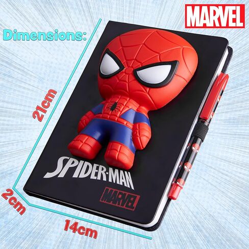 مجموعة دفتر وقلم Marvel Spiderman A5، مجموعة قرطاسية ثلاثية الأبعاد لمجلة الأطفال للأولاد مذكرات الأطفال ألعاب سبايدر مان in Kuwait