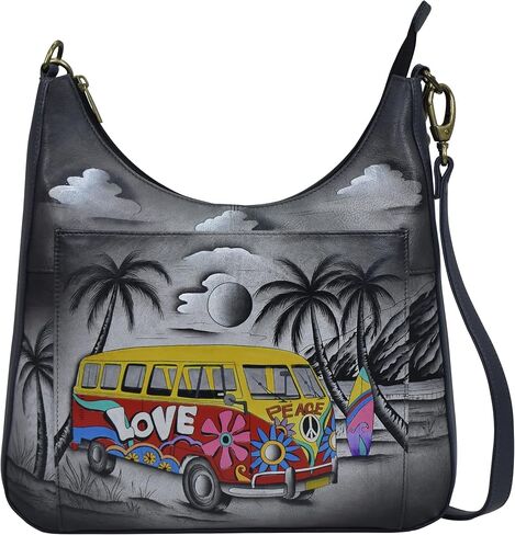 Anna by Anuschka Women's Genuine Leather Large Classic Hobo, Hand Painted Exterior in Saudi Arabia