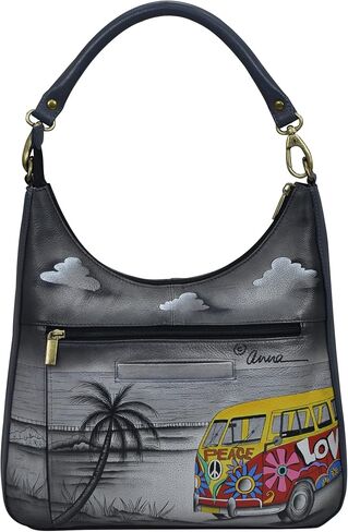 Anna by Anuschka Women's Genuine Leather Large Classic Hobo, Hand Painted Exterior in Saudi Arabia