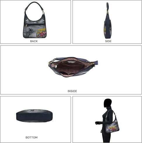 Anna by Anuschka Women's Genuine Leather Large Classic Hobo, Hand Painted Exterior in Saudi Arabia