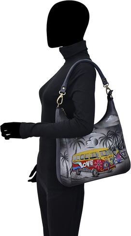 Anna by Anuschka Women's Genuine Leather Large Classic Hobo, Hand Painted Exterior in Saudi Arabia