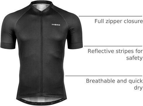 INBIKE رجل ركوب الدراجات جيرسي 3 جيوب خلفية الرطوبة فتل قصيرة الأكمام سريعة الجافة عاكسة قمصان ركوب الدراجات in Kuwait