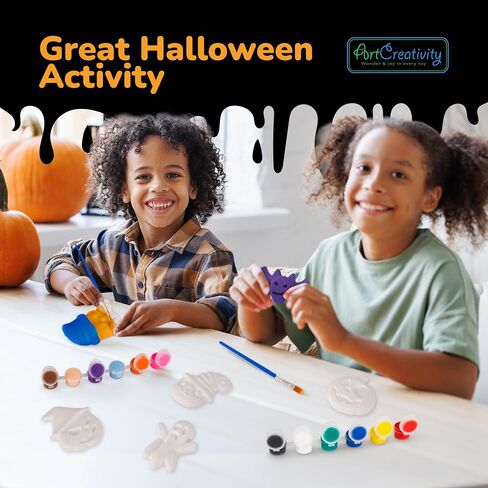ArtCreativity Halloween Ceramic Fridge Magnet Painting Kit - 6 Pack - Halloween Fall Craft Set Includes Paint, Brushes, Magnets - DIY Home Decor Art & Craft for Beginners - Classroom Gifts Supplies in Saudi Arabia