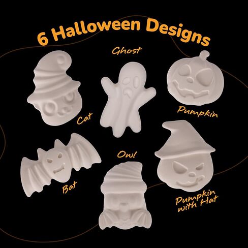 ArtCreativity Halloween Ceramic Fridge Magnet Painting Kit - 6 Pack - Halloween Fall Craft Set Includes Paint, Brushes, Magnets - DIY Home Decor Art & Craft for Beginners - Classroom Gifts Supplies in Saudi Arabia