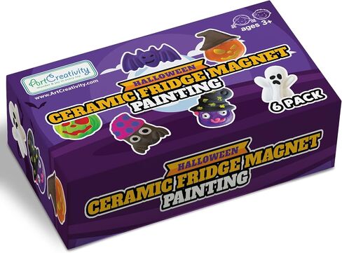 ArtCreativity Halloween Ceramic Fridge Magnet Painting Kit - 6 Pack - Halloween Fall Craft Set Includes Paint, Brushes, Magnets - DIY Home Decor Art & Craft for Beginners - Classroom Gifts Supplies in Saudi Arabia