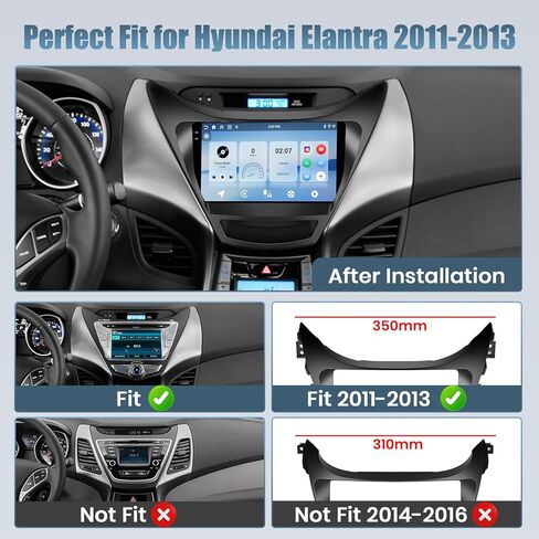 Roinvou 2+32G Android CarPlay Stereo for 2014-2016 Hyundai Elantra, Built-in Wireless CarPlay Radio with Android Auto, 9'' Touch Screen in-Dash GPS Navigation Support Mirror Link BT RDS AHD DSP in Kuwait