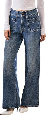 Women’s High Waisted Baggy Jeans – Stretchy Wide Leg Tummy Control Straight Leg Denim Pants Trendy Jeans for Women 2025 in Saudi Arabia