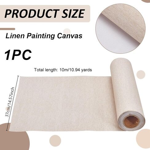 OLYCRAFT 10.9 Yardx14.6 Inch Linen Canvas Roll Natural Linen Canvas Fabric Art Supplies Painting Rolls Flexible Roll Canva with Even Surface Texture Paintings Canva for DIY Oil Painting Backdrop Decor in Saudi Arabia
