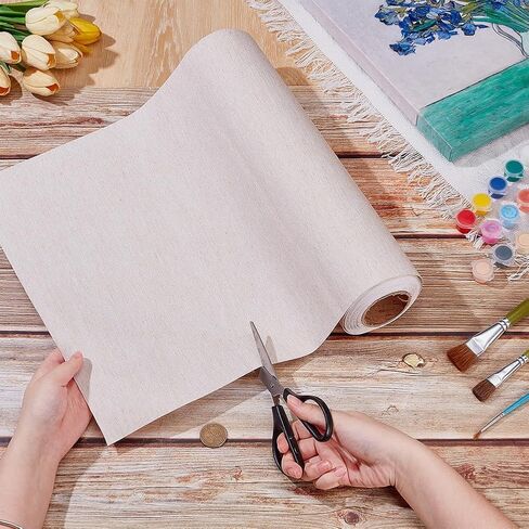 OLYCRAFT 10.9 Yardx14.6 Inch Linen Canvas Roll Natural Linen Canvas Fabric Art Supplies Painting Rolls Flexible Roll Canva with Even Surface Texture Paintings Canva for DIY Oil Painting Backdrop Decor in Saudi Arabia