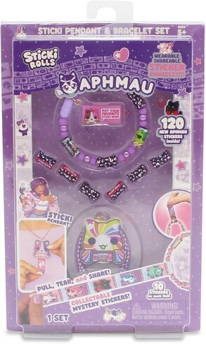 مجموعة قلادات وأساور Sticki Rolls x Aphmau، إصدار محدود، تتضمن 120 ملصقًا وقلادة وسوار Aphmau ثلاثية الأبعاد، متعة Kawaii قابلة للتجميع! in Kuwait