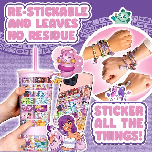 مجموعة قلادات وأساور Sticki Rolls x Aphmau، إصدار محدود، تتضمن 120 ملصقًا وقلادة وسوار Aphmau ثلاثية الأبعاد، متعة Kawaii قابلة للتجميع! in Kuwait