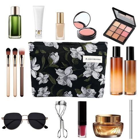 حقيبة مكياج ZLFSRQ للسفر حقيبة مستحضرات التجميل للمحفظة حقيبة مكياج بسحاب زهري للنساء حقيبة مستحضرات تجميل صغيرة لطيفة على شكل زهرة حقيبة أدوات الزينة مقلمة منظم محمول هدية جمالية من القماش (توليب) in Kuwait