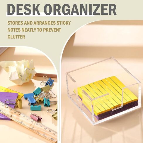 4 Pcs Acrylic Sticky Note Holder 3 x 3 Inch Crystal Clear Sticky Notes Dispenser Self Stick Note Pad Holder Desk Organizer Accessories for School Office Home Dorm Desk in Saudi Arabia