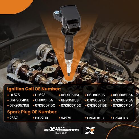 مجموعة maxpeedingrods UF540 مكونة من 4 قطع ملف إشعال وشمعات إشعال إيريديوم تناسب Mazda 3/3 Sport/6/CX-7 2006-2013 L4 2.0L 2.3L 2.5L، مجموعة ملف الإشعال تحل محل UF-540، L3G218100، L3G218100A in Kuwait