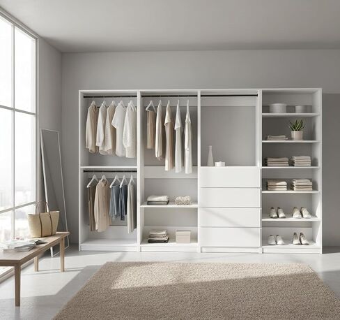 Prosper White Freestanding Walk in Wood Closet System in Saudi Arabia