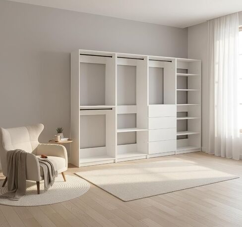 Prosper White Freestanding Walk in Wood Closet System in Saudi Arabia