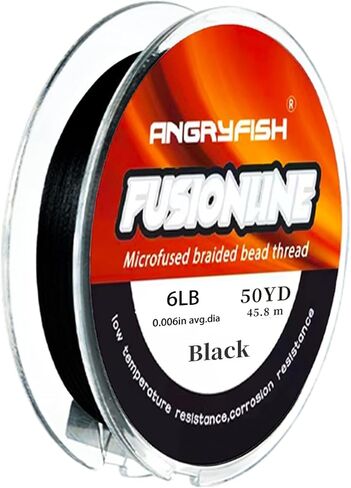 خيط مضفر منصهر صغير من ANGRYFISH، قوة شد عالية بشكل لا يصدق، غير قابلة للتمدد، مادة خيوط قوية للغاية للسوار (كريستال، 6 رطل، 0.006 بوصة - 50 ياردة) in Kuwait