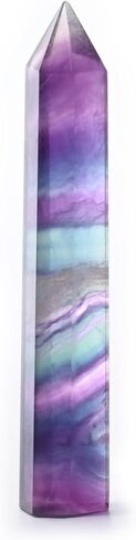 WHAL&YUNE عصا الأحجار الكريمة 3"-3.5"(8-9 سم)، كريستالات عصا سداسية من الفلوريت قوس قزح وأحجار شفاء، برج بلورات حجرية مدببة منحوتة يدويًا الطبيعية لديكور المنزل قطعة واحدة (مدببة مزدوجة) in Kuwait