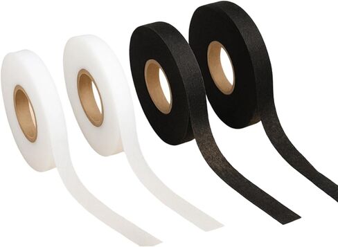 4Rolls Iron-on Hem Tape Adhesive, 10mm x 164ft Multipurpose Heat Press Cloth Black & White Tape for Pants, Dresses, Curtains, Sewing, Craft in Saudi Arabia
