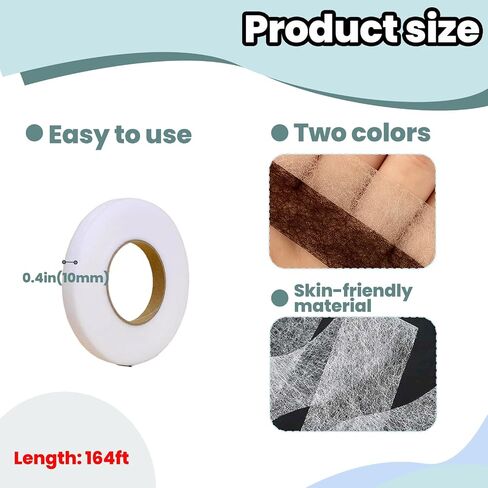 4Rolls Iron-on Hem Tape Adhesive, 10mm x 164ft Multipurpose Heat Press Cloth Black & White Tape for Pants, Dresses, Curtains, Sewing, Craft in Saudi Arabia