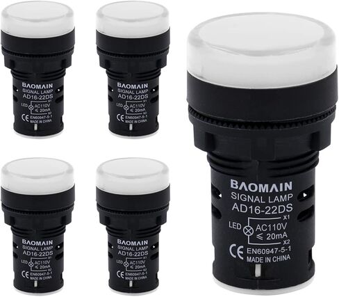 Baomain LED مؤشر ضوء مصباح إشارة الطيار AD16-22DS 20mA AC 110V 5 أحمر 5 أخضر (عبوة من 10) in Saudi Arabia
