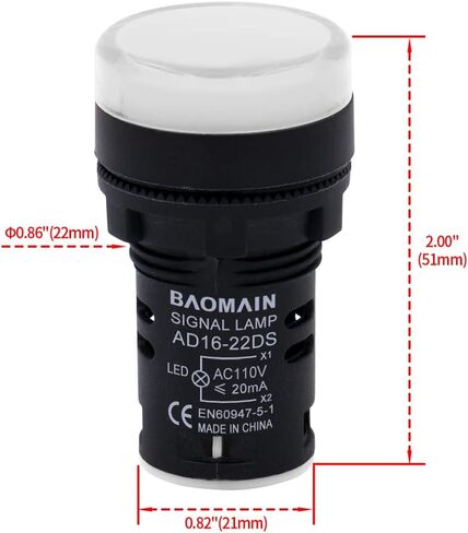 Baomain LED مؤشر ضوء مصباح إشارة الطيار AD16-22DS 20mA AC 110V 5 أحمر 5 أخضر (عبوة من 10) in Saudi Arabia
