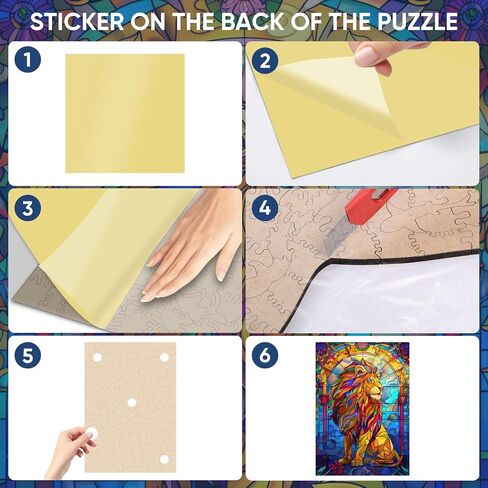 Ruikiyart Wooden Puzzles for Adults Stained Glass Lion Jigsaw Puzzles 500Pcs Unique Animal Shapes Puzzle Games Fabulous Gift for Kids and Adults on Birthday,Thanksgiving,Christmas 12.2x17.3 Inches in Kuwait