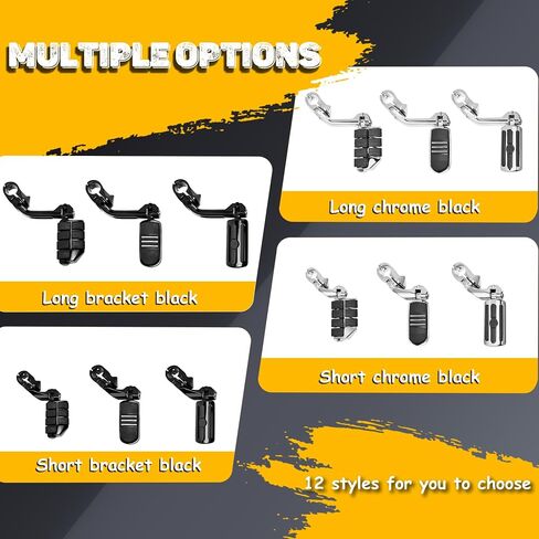 1.25'' (32mm) Highway Footpegs Fits 1-1/4" Engine Guard, Adjustable Long Angled Highway Pegs for Harley Touring Street Glide Electra Glide Road King Softail CVO Dyna Sportster (Chrome L05) in Saudi Arabia