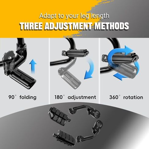 1.25'' (32mm) Highway Footpegs Fits 1-1/4" Engine Guard, Adjustable Long Angled Highway Pegs for Harley Touring Street Glide Electra Glide Road King Softail CVO Dyna Sportster (Chrome L05) in Saudi Arabia