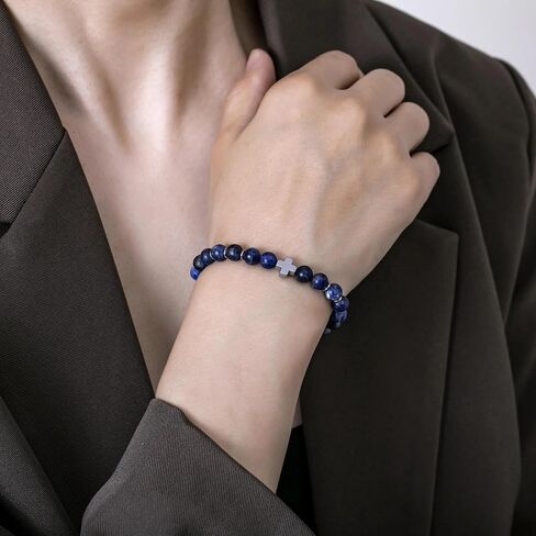 Beaded Bracelet Handmade Men and Women Stretch Strand with Natural Stone and Accent Beads Adjustable Wrist Jewelry in Saudi Arabia