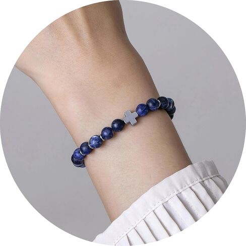 Beaded Bracelet Handmade Men and Women Stretch Strand with Natural Stone and Accent Beads Adjustable Wrist Jewelry in Saudi Arabia