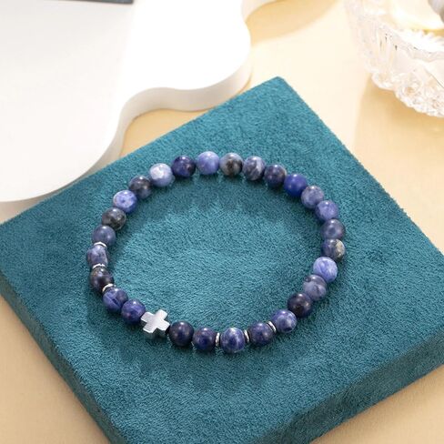 Beaded Bracelet Handmade Men and Women Stretch Strand with Natural Stone and Accent Beads Adjustable Wrist Jewelry in Saudi Arabia