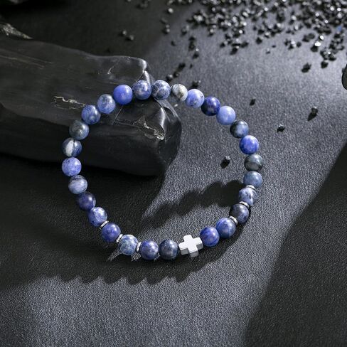Beaded Bracelet Handmade Men and Women Stretch Strand with Natural Stone and Accent Beads Adjustable Wrist Jewelry in Saudi Arabia