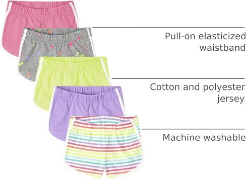 The Children's Place Baby Girls' Dolphin Shorts, Neon Multi Color 5-Pack, Large in Saudi Arabia
