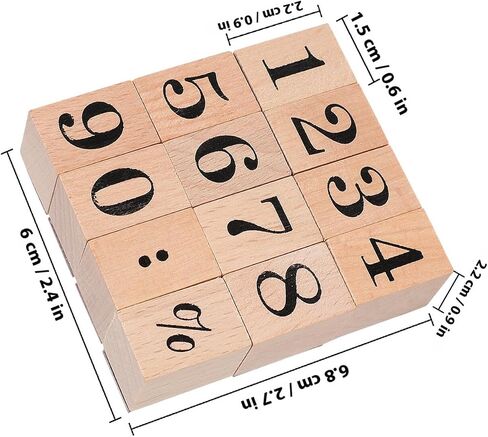 COHEALI Wooden Rubber Stamp Set with Arabic Numerals for DIY Crafting Pattern Printing Fine Carving Lines Hold Scrapbook Seal for School Office and Stationery Use in Saudi Arabia