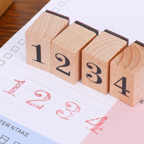 COHEALI Wooden Rubber Stamp Set with Arabic Numerals for DIY Crafting Pattern Printing Fine Carving Lines Hold Scrapbook Seal for School Office and Stationery Use in Saudi Arabia