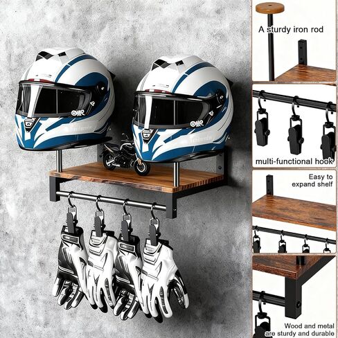Helmet Rack Wall Mount - Motorcycle Helmet Holder & Gear Organizer, Space-Saving Motorcycle Accessories Display for Garage, Bedroom, or Entryway in Saudi Arabia